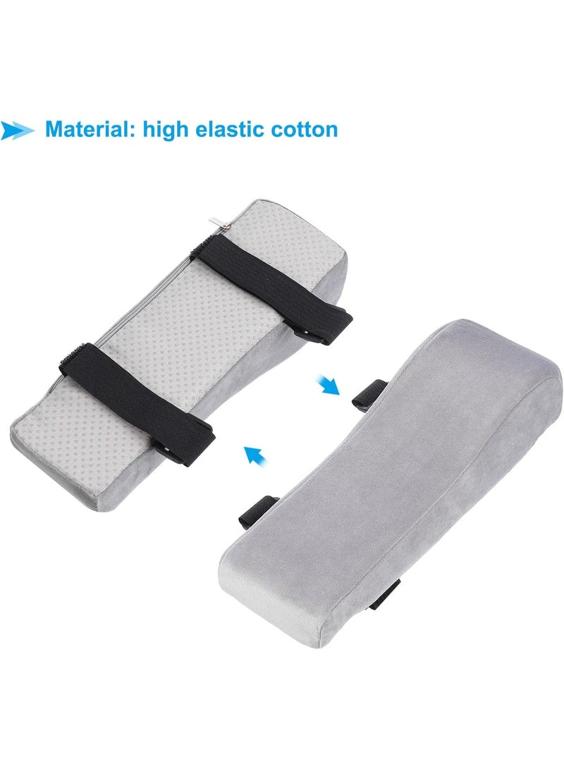 LYNLYN 2PCS Office Chair Armrest Pads, Non-Slip Memory Foam Arm Cushion Covers with Adjustable Straps, Removable Washable Covers, Ergonomic Elbow and Forearm Support for Desk Chairs and Wheelchairs (Grey) - Image 4